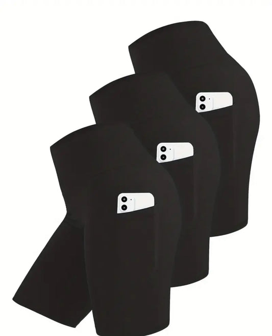 🖤 Short de Sport Femme – Taille Haute & Poches Latérales - LOT DE 3 SHORTS (PRÉCOMMANDE)