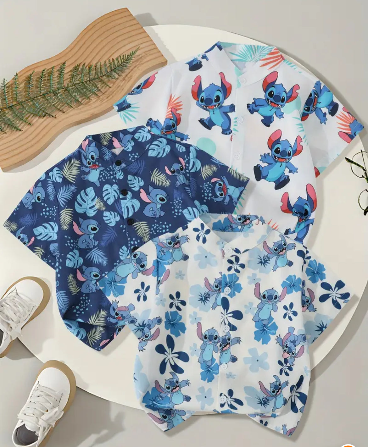 👕 Lot de 3 Chemises Enfant “Stitch Aloha” (PRÉCOMMANDE)