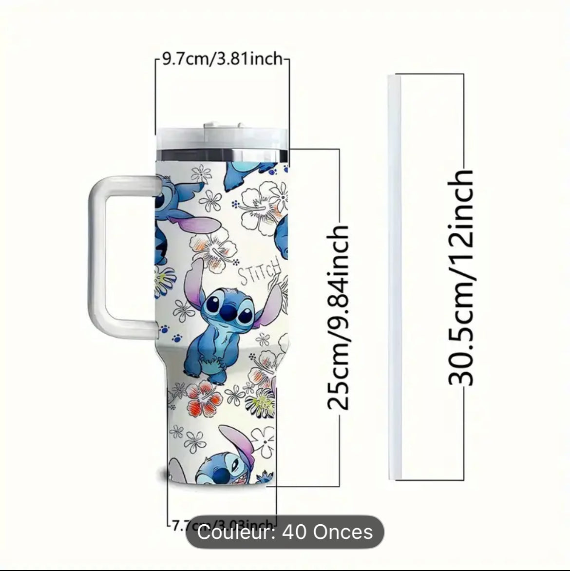 🌺 Gourde Stitch – 40 oz (1,18 L) – Édition Limitée