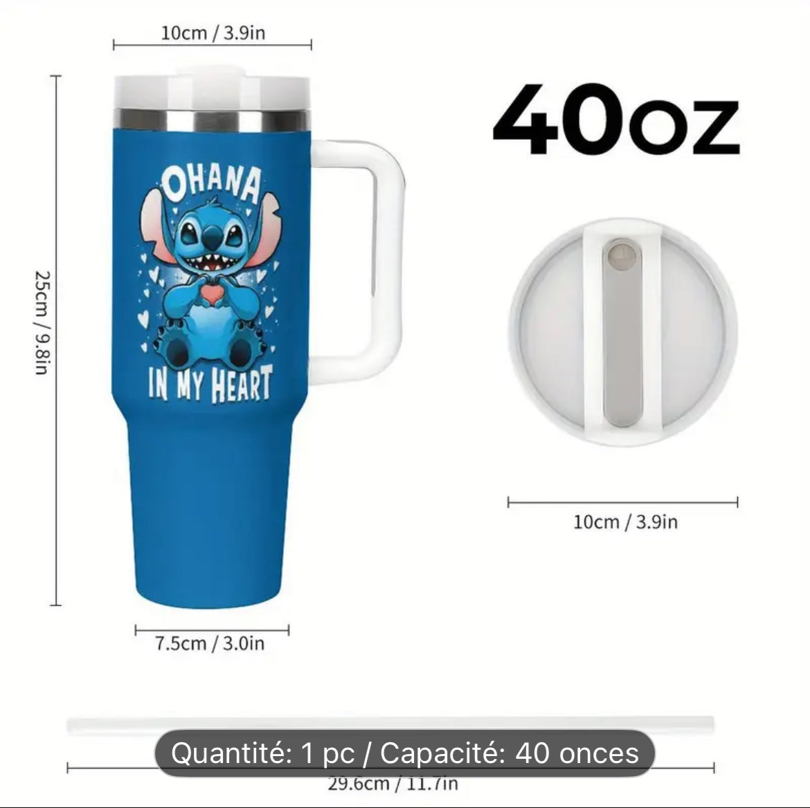 🌺 Gourde Stitch – 40 oz (1,18 L) – Édition Limitée