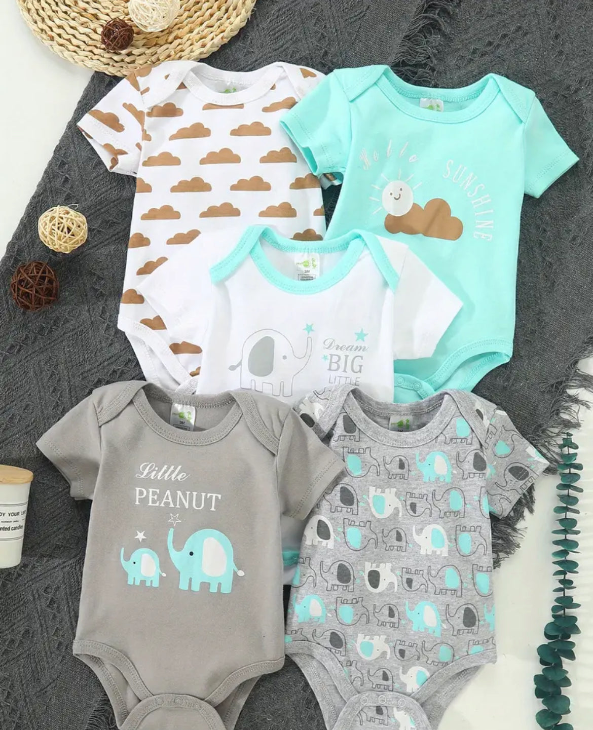 Lot de 5 Body Bébé garçon – Coton Doux & Confort Naturel (PRÉCOMMANDE)