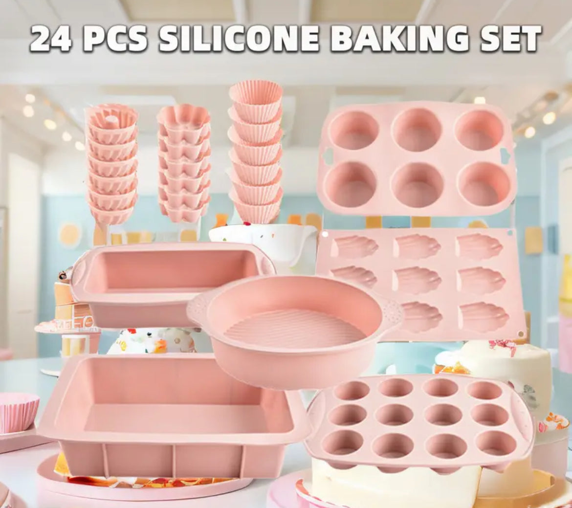 🍰 Set de Moules en Silicone – 24 pièces pour pâtisserie