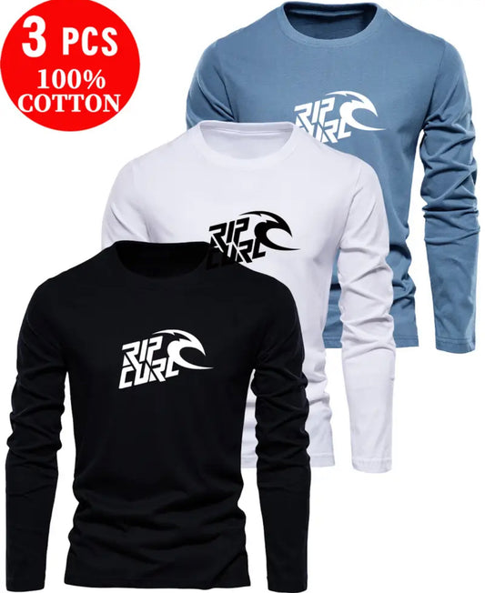 🖤 Lot de 3 Manche Long RIP CURL – 100 % Coton 🌊 (PRÉCOMMANDE)