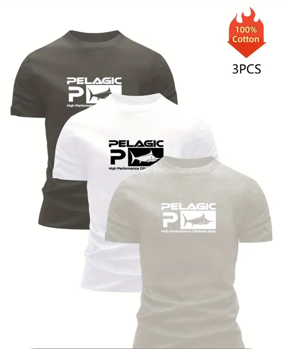 ⚓ Lot de 3 T-shirts PELAGIC – 100 % Coton 🌊