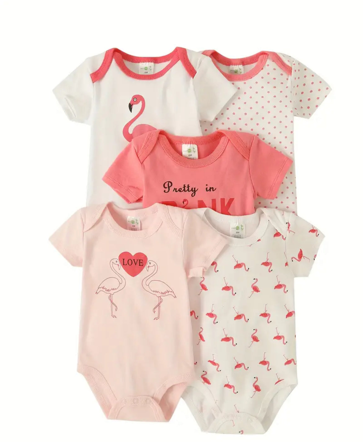 👶 Lot de 5 Bodies Bébé Fille Coton Doux  – Confort et Style Quotidien (PRÉCOMMANDE)