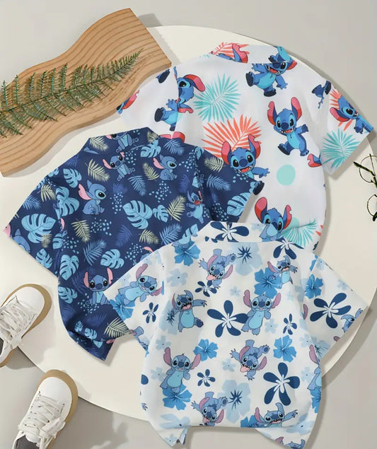 👕 Lot de 3 Chemises Enfant “Stitch Aloha” (PRÉCOMMANDE)