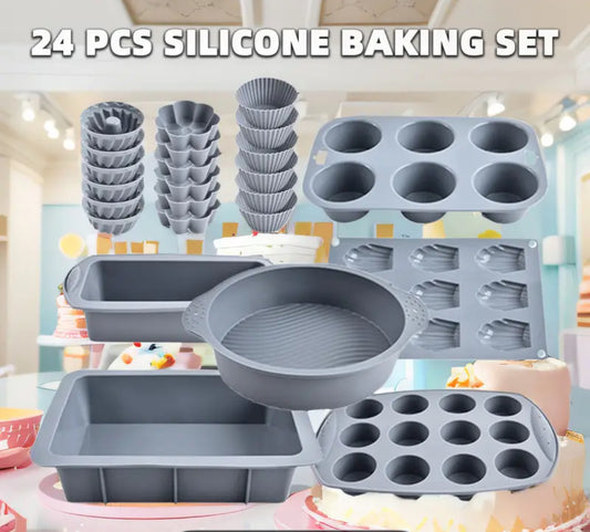 🍰 Set de Moules en Silicone – 24 pièces pour pâtisserie